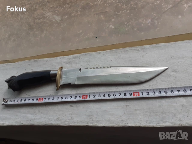 Голям масивен и здрав ловен нож с рогова дръжка - Уникат, снимка 5 - Антикварни и старинни предмети - 51368821