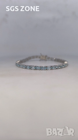 сребърна гривна с естествени топази, овална шлифовка, снимка 5 - Гривни - 52520218