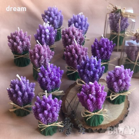 Ръчно  изработена свещ”Лавандулово букетче”, снимка 7 - Декорация за дома - 39320122