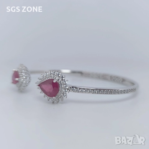 Стилна гривна от стерлингово сребро 925 с рубин, снимка 9 - Гривни - 52793122