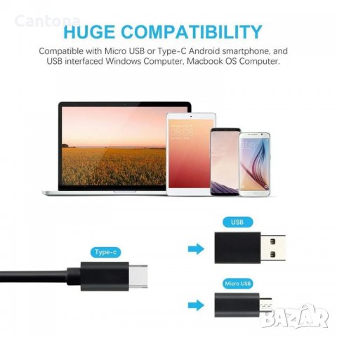 4 в 1 ендоскоп - Wi Fi, USB, Type C и micro USB, 2.0 Mpx,960P, Android, iOS, PC, 8 мм камера, снимка 3 - Камери - 39248186