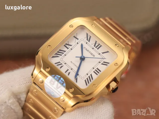 Унисекс часовник Cartier Santos de Cartier Gold с автоматичен механизъм, снимка 5 - Мъжки - 47310450