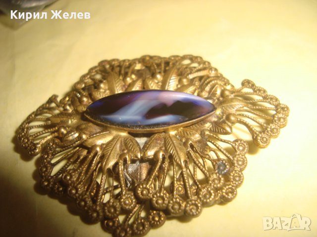 СТАРИННА БРОНЗОВА СКЪПОЦЕННА БРОШКА с МУРАНО СКЪПОЦЕННО ВЕНЕЦИАНСКО СТЪКЛО АРТ ДЕКО 22323, снимка 9 - Антикварни и старинни предмети - 33135753