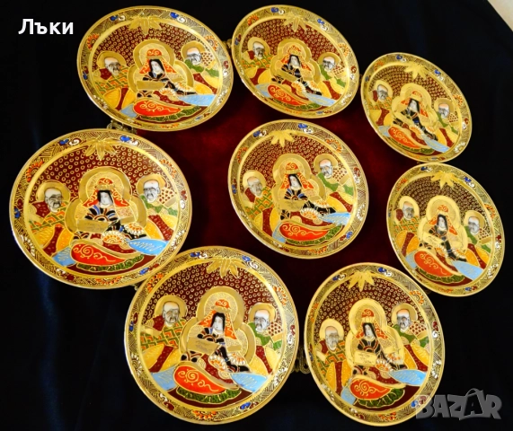 Чиния японски костен порцелан Satsuma,злато. 