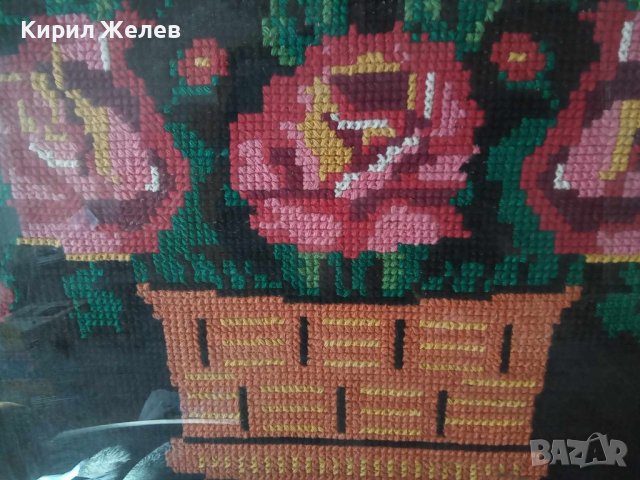 ГОЛЯМ ПРЕКРАСЕН Стар ГОБЛЕН Кошничка с ЦВЕТЯ Идеален За ДОМА ВИЛАТА РЕТРО ИНТЕРИОРНА ДЕКОРАЦИЯ 42936, снимка 5 - Гоблени - 43750215