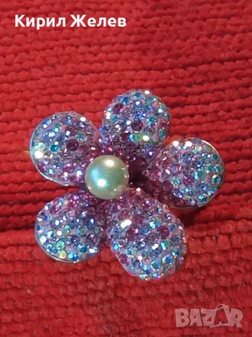 СКЪПОЦЕНЕН СРЕБЪРЕН ПРЪСТЕН ЦВЕТЕ СРЕБРО 925 с БЯЛА НАТУРАЛНА ПЕРЛА ЕМАЙЛ РАЗНОЦВЕТНИ КАМЪЧЕТА 49226, снимка 12 - Пръстени - 50024146