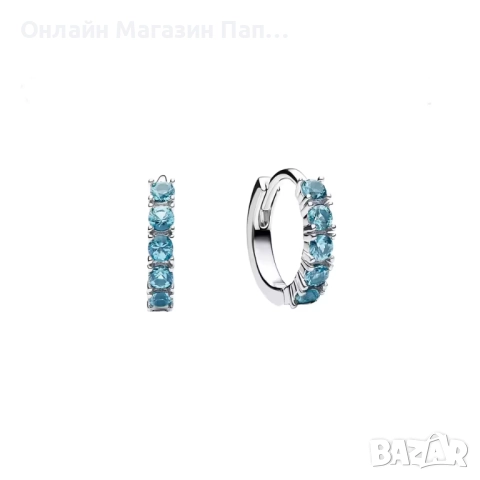 925 Сребърни обеци с циркони в син цвят за жени