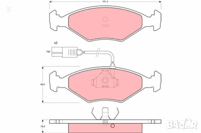 SIMER 346 Накладки предни 1.1, 1.3, 1.4, 1.5, 1.7 DS, FIAT Fiorino, FIAT Duna 1986-1997  OE 5882985