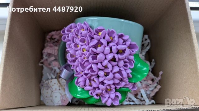 Чаша с декорация от полимерна глина, снимка 2 - Подаръци за жени - 50477649