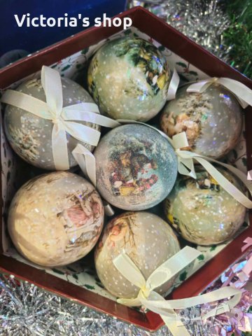 Комплект от 14 топки за елха, различни видове, снимка 12 - Декорация за дома - 42961725