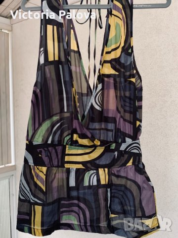 Красива ефирна блуза-потник,коприна, снимка 4 - Корсети, бюстиета, топове - 33200940