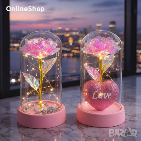 Светеща декоративна роза, снимка 2 - Декорация за дома - 53115682