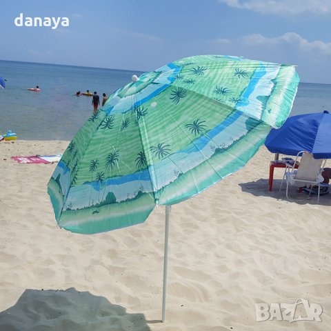2277 Плажен чадър с чупещо рамо Палми, снимка 2 - Къмпинг мебели - 33597595