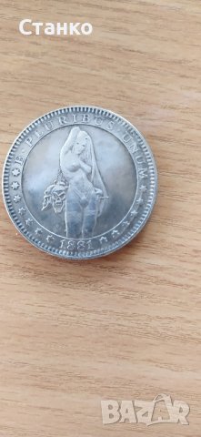 посребрен американски долар 1881, снимка 2 - Нумизматика и бонистика - 43567448