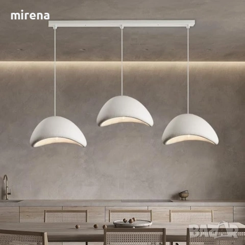 Бял модерен полилей висяща облак 3 каменен скандинавски Wabi-sabi