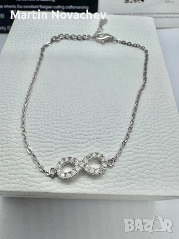 Сребърна гривна с мойсанит (Диамант) , снимка 3 - Гривни - 50704448