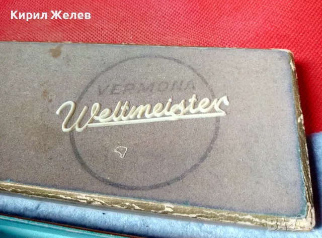 VERMONA WELTMEISTER Стара УСТНА ХАРМОНИКА ВЕЛТМАЙСТЕР Рядък КОЛЕКЦИОНЕРСКИ МОДЕЛ с КУТИЯТА й 47798, снимка 3 - Антикварни и старинни предмети - 47561503