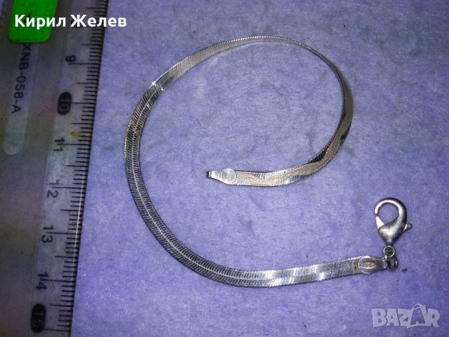 НЕЖНА ЛЕНТОВИДНА ОРНАМЕНТИРАНА СРЕБЪРНА ГРИВНА СРЕБРО 925 ITALY с БЯЛА ПОЗЛАТА 40569, снимка 8 - Гривни - 43225871