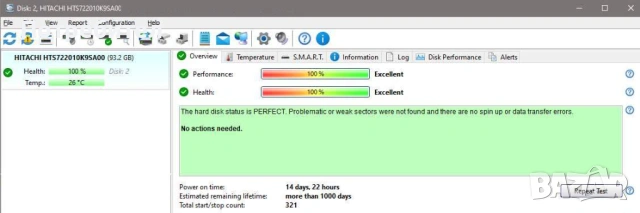 HDD 100 GB Hitachi за лаптоп на 14 дни работа! , снимка 2 - Твърди дискове - 53497544