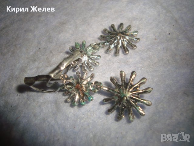 СТАРИ ПОСРЕБРЕНИ ФЛОРАЛНИ ПЕРЛЕН ТИП АРТ ОБЕЦИ 29437, снимка 6 - Обеци - 37692656