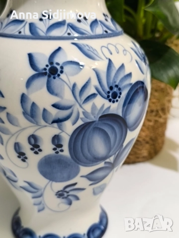 Руски порцелан Ваза Гжель , снимка 3 - Вази - 51839873