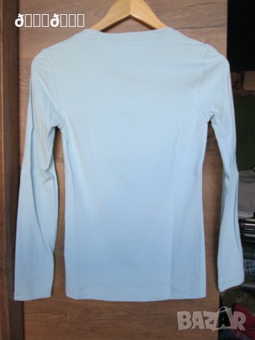 Памучна блуза Tommy Hilfiger бледо синя, снимка 2 - Блузи с дълъг ръкав и пуловери - 27022739
