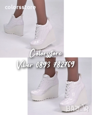 Кецове на платформа - бял лак - NO4 