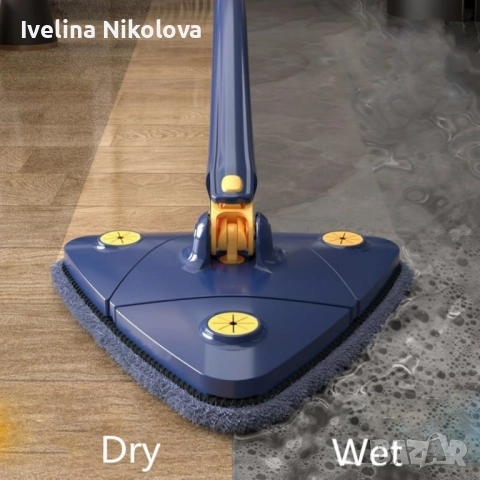 Разтегателен триъгълен MOP за почистване  360° с 3 парцала ПРОМОЦИЯ!, снимка 2 - Парочистачки и Водоструйки - 52119781