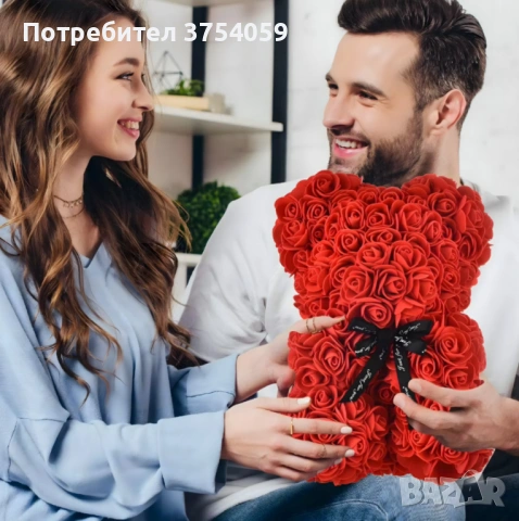 Плюшено мече с LED рози - подарък за мама, момиче, баба - комплект вечни рози 25 см, снимка 10 - Романтични подаръци - 53081705