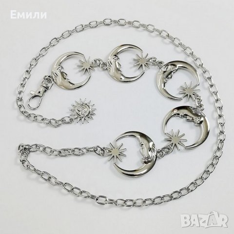 Колан верижка с луна в сребрист цвят, снимка 5 - Колани - 38077449