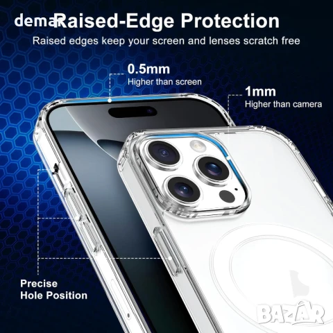 gueche Магнитен калъф за iPhone 16 pro max, прозрачен, съвместим с MagSafe, снимка 7 - Калъфи, кейсове - 51395565