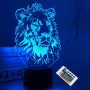 Холограмна 3D LED лампа Лъвска Глава-дистанционно управление 16 цвята+други режими на управление, снимка 2