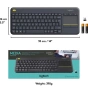 Клавиатура Безжична Logitech K400 Plus Dark, Touchpad, PC-to-TV control, снимка 3