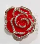 Брошка Червена Роза емайл с камъни, снимка 1