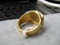 Мъжки пръстен неръждаема стомана златен цвят - конче с подкова, снимка 4