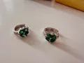 Сребро S925 - Сребърни обеци зелени Цирконий, снимка 3