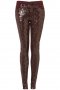 УНИКАЛЕН панталон тип дънки в цвят бордо с пайети - ХС размер 
