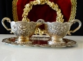 Посребрена каничка,захарница и поднос,рози,барок. , снимка 2