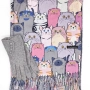 Шал с котки и ръкавици – сив подаръчен комплект за жена Код на продукта:DAK-0047, снимка 1