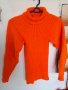 Оранжево поло-ръчно плетиво+подарък-шал, снимка 1 - Блузи с дълъг ръкав и пуловери - 39959570