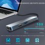 BENFEI USB C хъб 5 в 1, HDMI 4K, 2 USB порта, четец на SD/TF карти, Алуминиев корпус, снимка 3