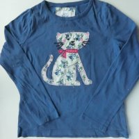 синя блузка с коте, снимка 1 - Детски тениски и потници - 37542086