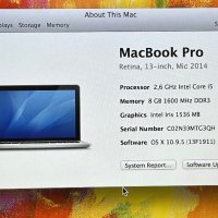 Лаптоп MacBook Pro Retina A1502 (MGX72LL/A), снимка 5 - Лаптопи за дома - 39993442