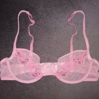 75A розов прозрачен мрежест сутиен с дантела и банели - марка H&M, снимка 2 - Бельо - 44053169