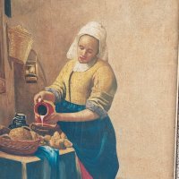 Маслена картина/Млекарката-Ян Вермеер,1658(старо копие)/, снимка 4 - Картини - 37879226