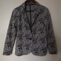 Ново дамско пролетно сако с дълъг ръкав сиво с рози L размер, снимка 1 - Сака - 38273097