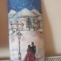 Зимна приказка, керемида с акрилни бои, снимка 4 - Картини - 35113599