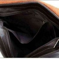 мъжка чанта кожена с презрамка за през гърди шах мат черна, снимка 6 - Чанти - 28036004