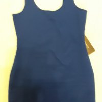 Малка тъмно синя малка рокля , дълбоко деколте и презрамки , еластан+трико, стои по тялото , секси , снимка 9 - Рокли - 37476489