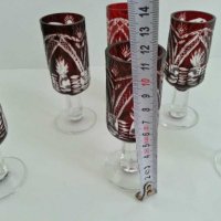  кристални чаши цветен червен кристал, снимка 4 - Антикварни и старинни предмети - 28766260